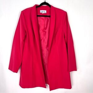 Vintage BFA Classics Hot Pink Fuchsia Raspberry Open Front Blazer Jacket Sz 16